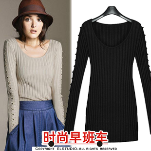 [ANYTIME] 2012 slim rivet elastic internality basic sweater kn641