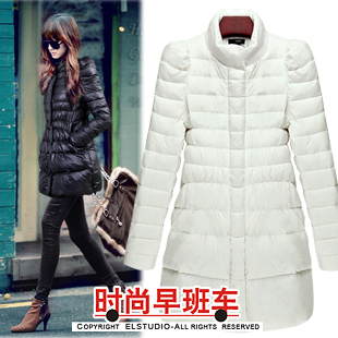 [ANYTIME] 2012 stand collar 90 white duck down slim medium-long thin down coat female jk646