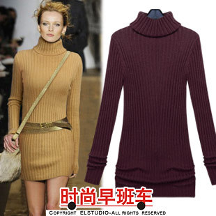 [ANYTIME] 2012 winter new arrival thickening rabbit hair sweater slim turtleneck oversleeps medium-long basic shirt kn689