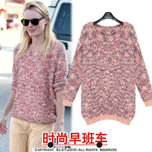 [ANYTIME] 2012 women's comfortable fancy flock printing loose all-match pullover sweater kn654