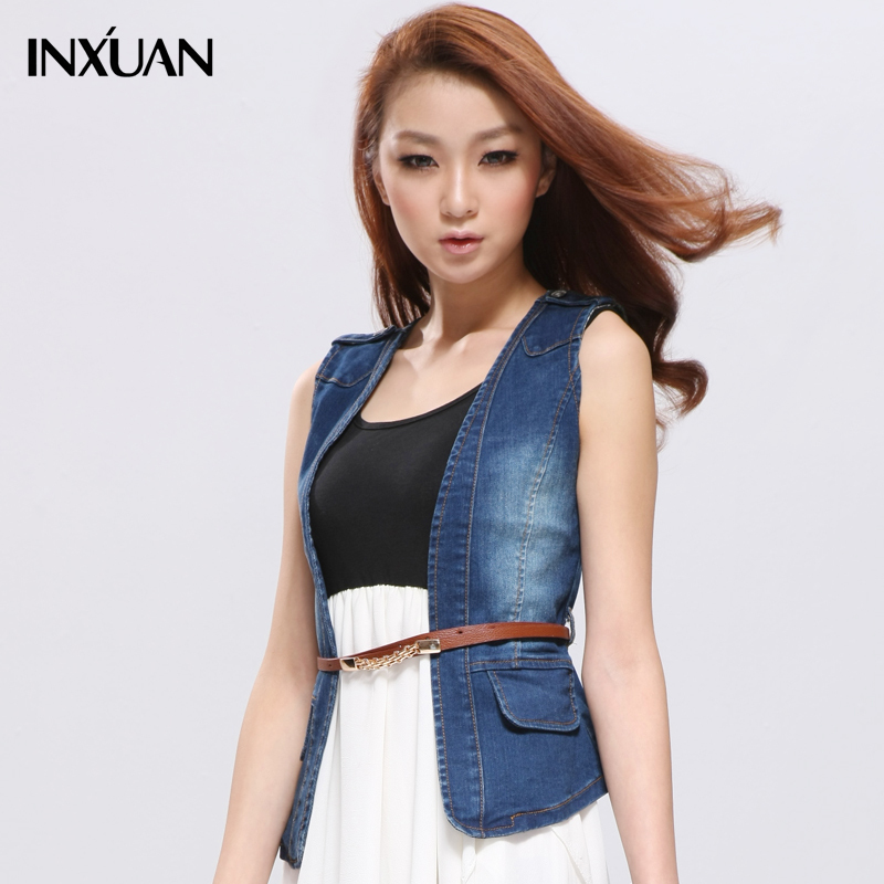 [ANYTIME] 2013 spring and summer denim vest female vest waistcoat vest fashion slim all-match women's