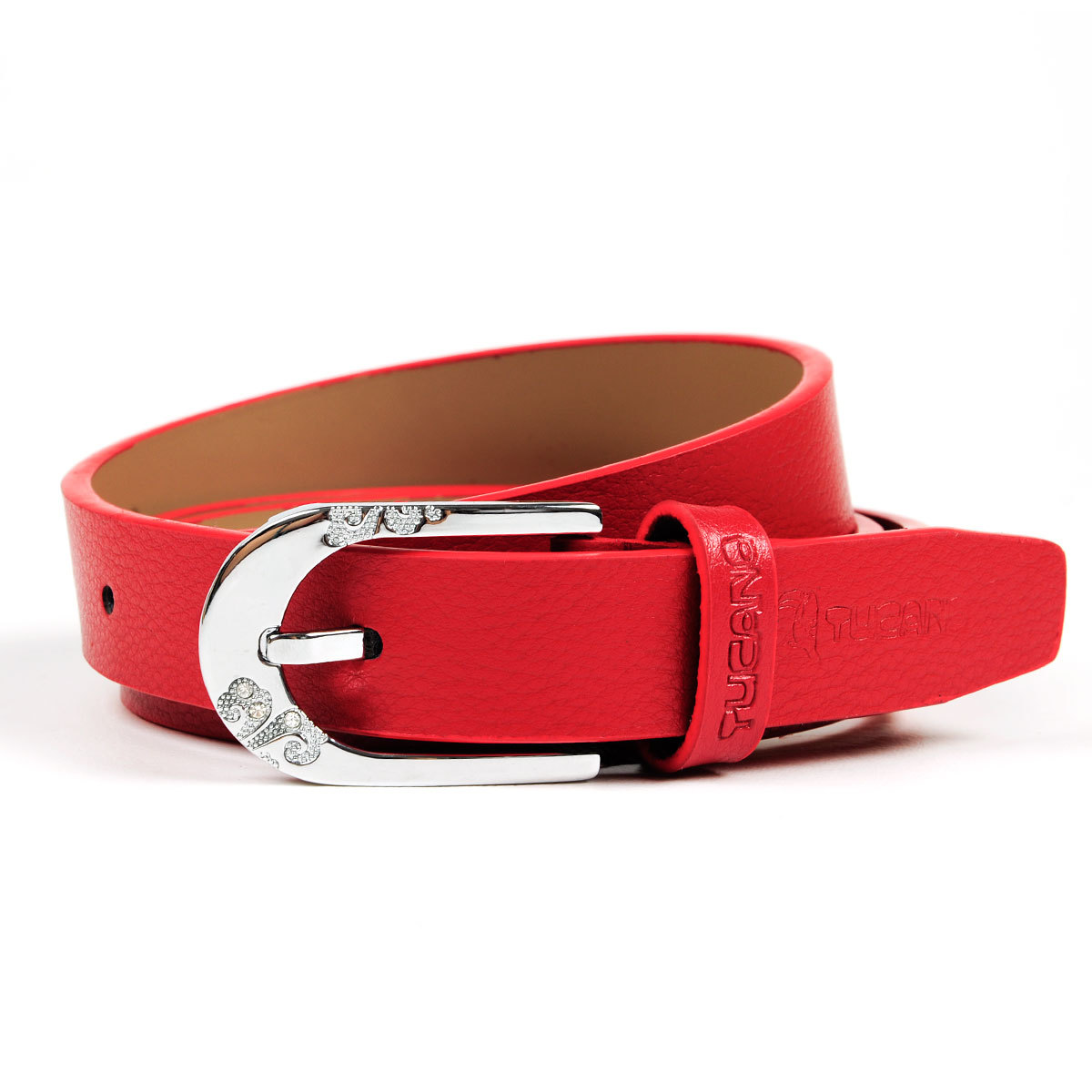 [ANYTIME] Original Brand - Woodpecker women's pin buckle strap genuine leather women's strap red fashion all-match