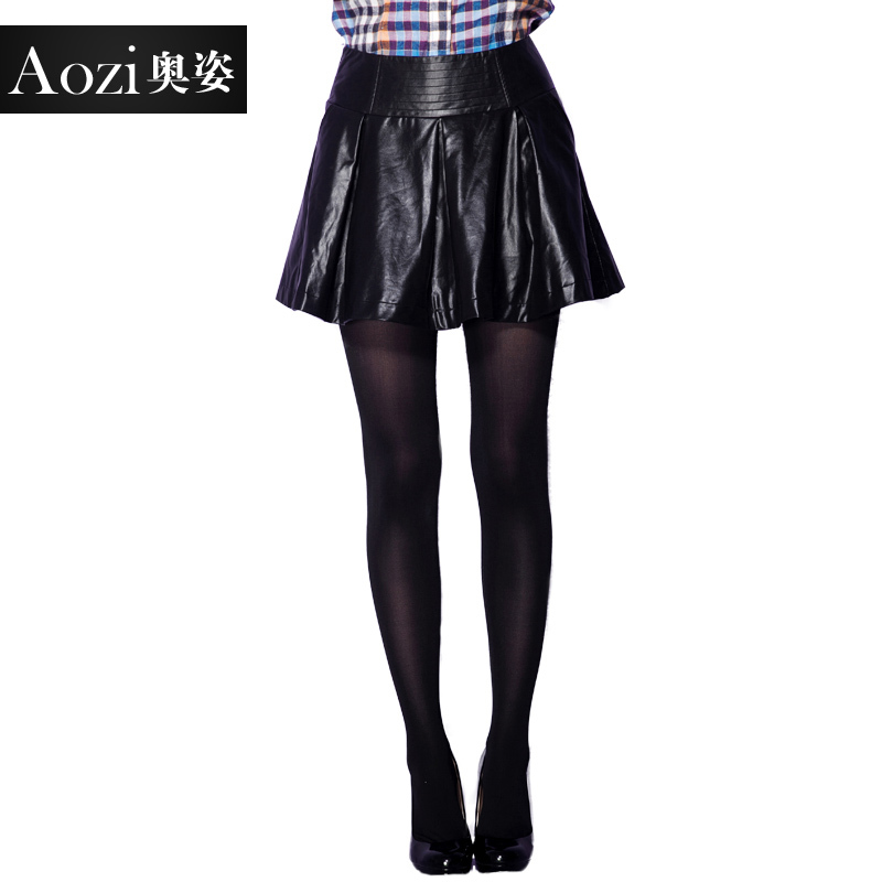 Aozi 2012 winter women's casual fashion leather pleated skirt short skirt 816124001