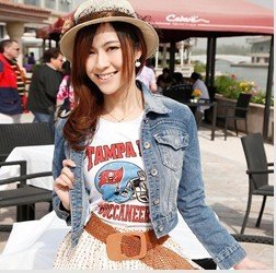 AS-002 2013 New Fashion Korean spring casual women's denim short jacket dress design turn-down collar slim coat free shipping