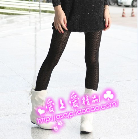 Asa 200d autumn and winter sexy big corrugated jacquard stockings basic pantyhose black