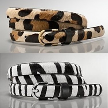 Asuka natural horsehair leopard print zebra print fur one piece female genuine leather thin belt