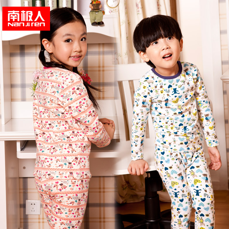 Autumn 100% cotton child underwear set female child male child underwear set