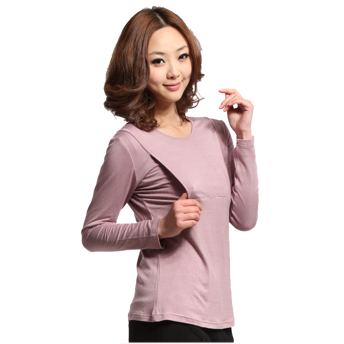 Autumn 100% cotton ultra elastic maternity basic shirt nursing basic shirt 10910