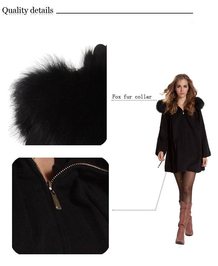 Autumn 2010 European Women's Fox Fur Collar paragraph wool coat jacket