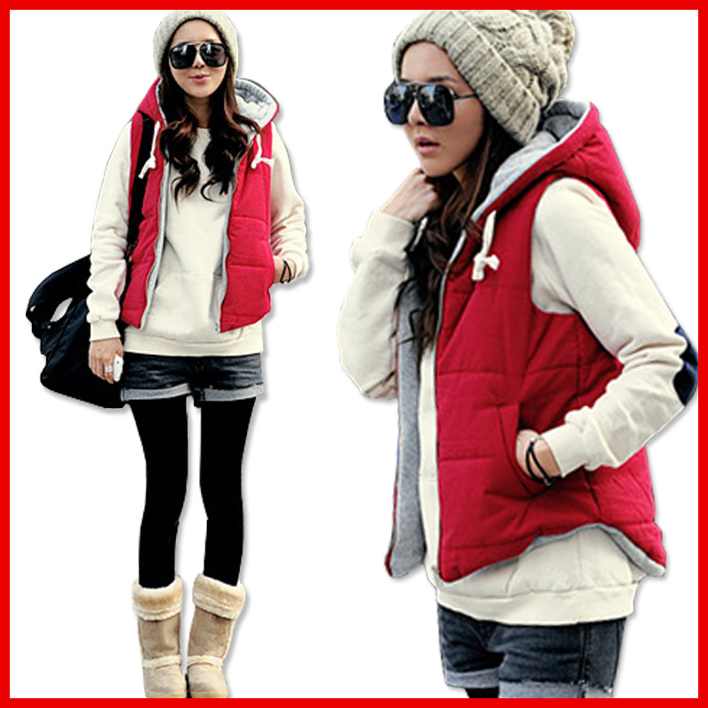 Autumn 2012 new arrival women's cotton-padded with a hood thickening vest casual vest female free shipping