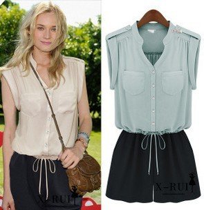 autumn 2012 The fashion the epaulets jumpsuit shorts big European and American mixed colors Rompers high quality