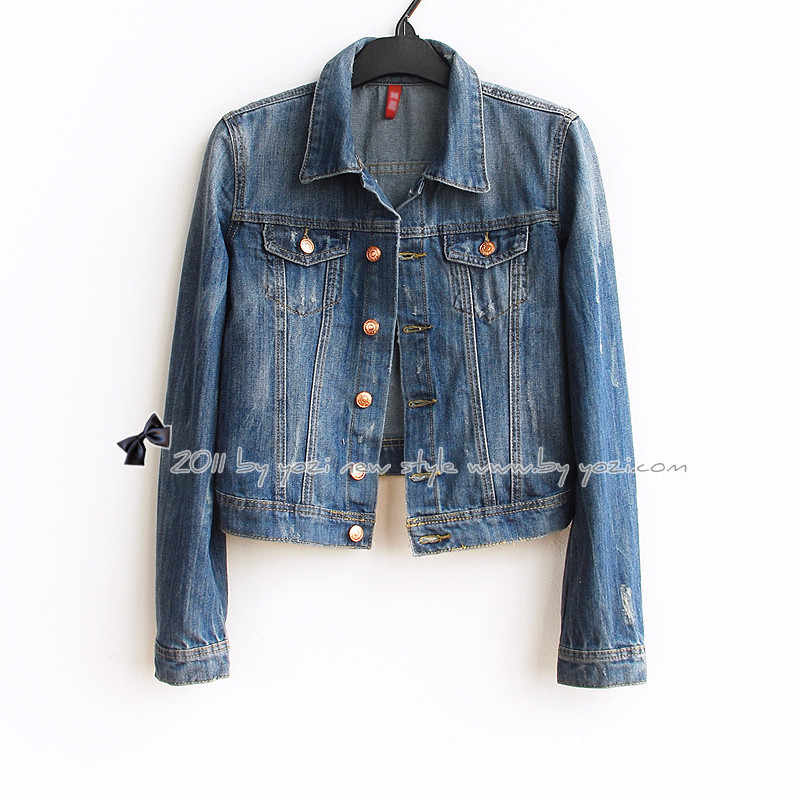 Autumn 2012 women's casual outerwear fashion turn-down collar long-sleeve denim short jacket short jacket