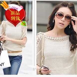 Autumn 2012 women's plus size cutout batwing loose sweater shirt short-sleeve shirt air conditioning shirt thin outerwear