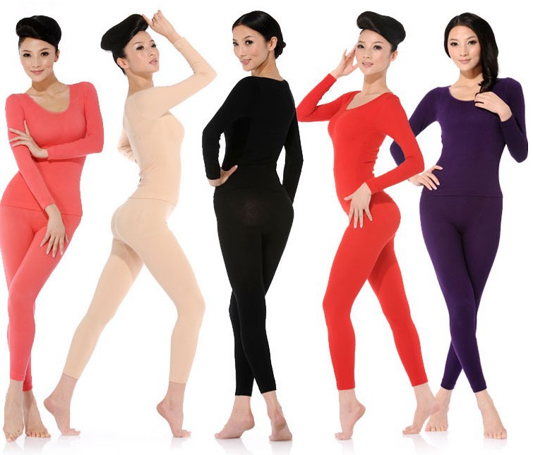 autumn and winter 100% cotton beauty care seamless thermal underwear set thin body shaping women's long johns cotton