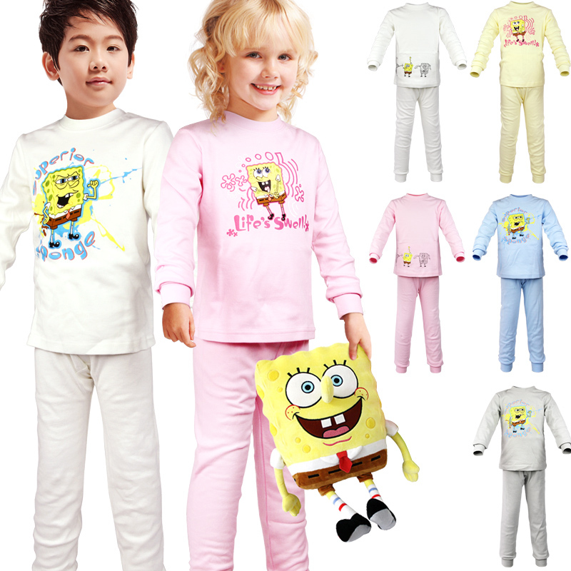 Autumn and winter 100% cotton child underwear set 100% cotton long johns lounge male child girls clothing