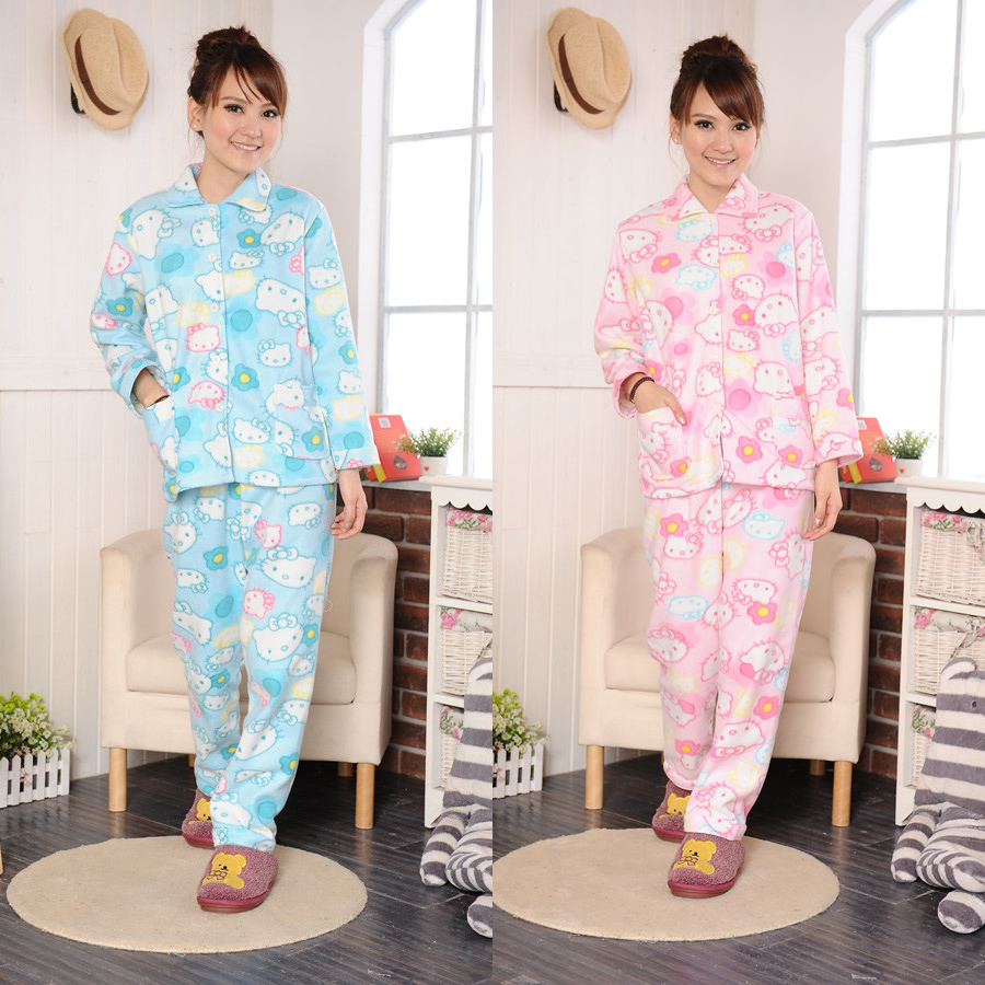 Autumn and winter 2011 women's blue kitty cat polar fleece fabric long-sleeve sleepwear fashion lounge set 26