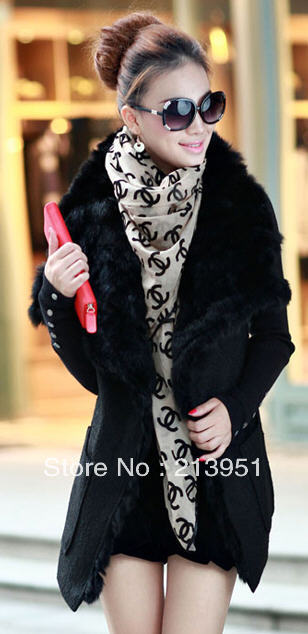 Autumn and winter 2012 european version of the pearl rabbit fur coat female rex rabbit hair large lapel vest N216