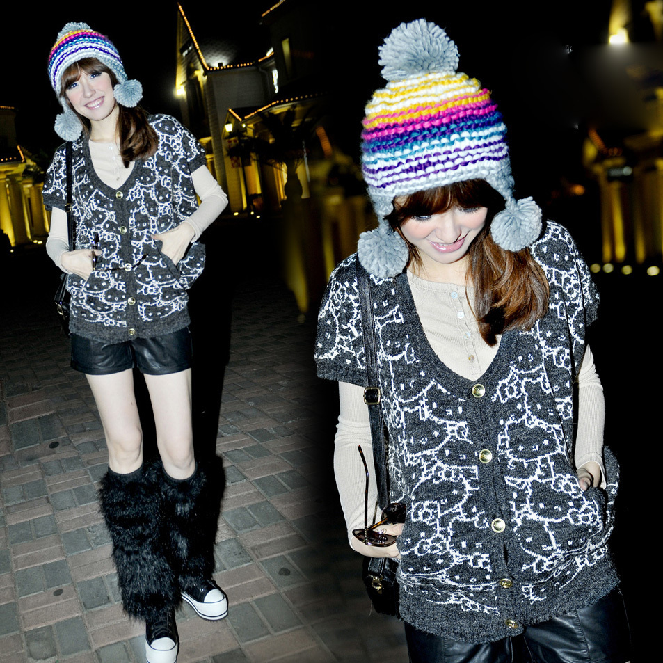 Autumn and winter 2012 it b+ab HELLO KITTY knitted sweater cardigan female