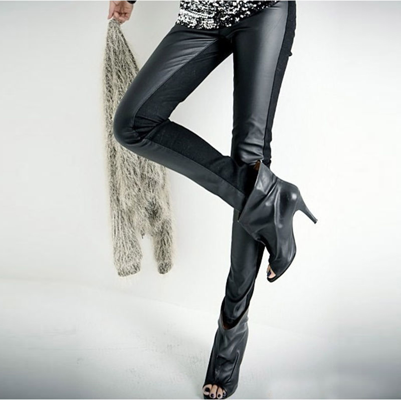 Autumn and winter after cotton leather legging cotton leather patchwork summer legging ankle length trousers autumn