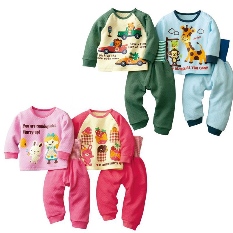 Autumn and winter air layer child protection belly set lounge set infant waist support underwear set