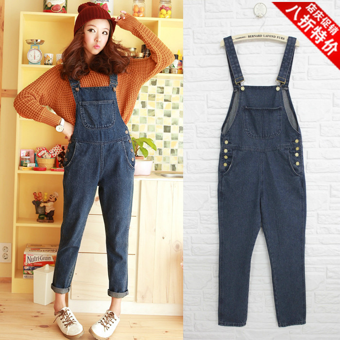 Autumn and winter arbitraging spring suspenders jeans denim trousers female Jumpsuits wholesale