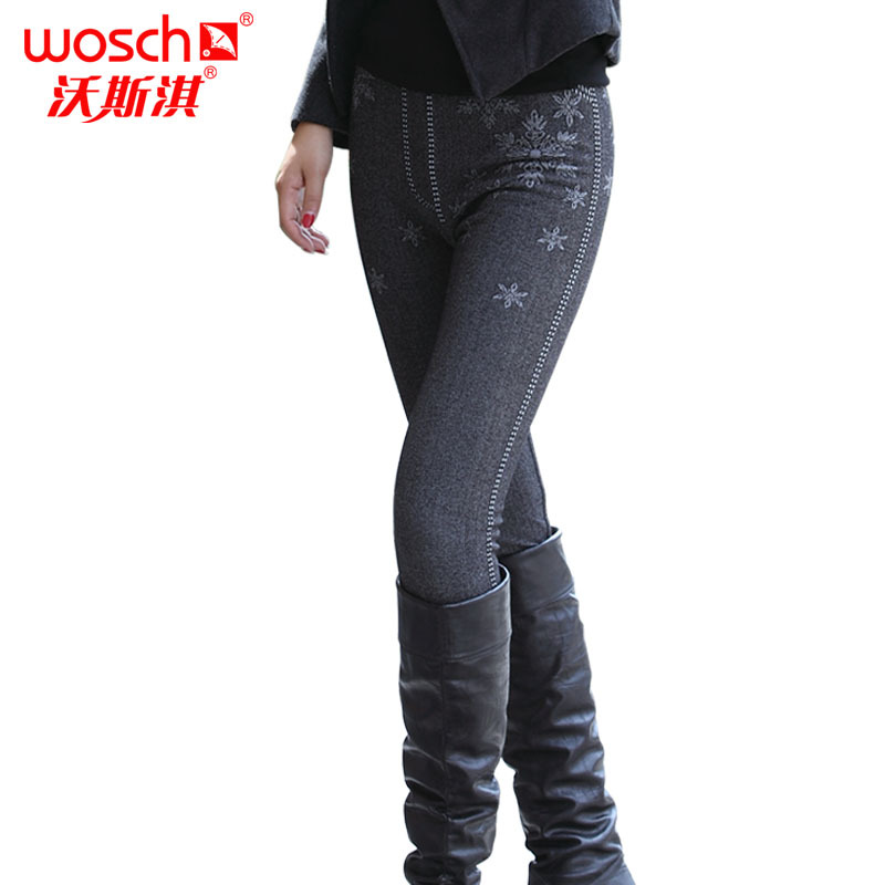 Autumn and winter bamboo charcoal warm pants women's double layer thickening warm pants basic vigogne boot cut jeans