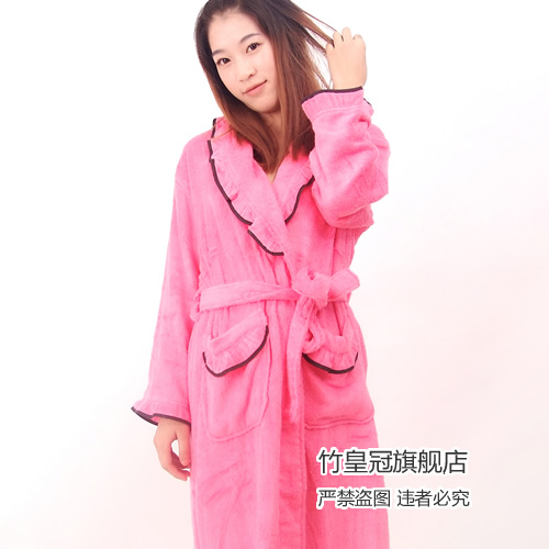 Autumn and winter bamboo fibre women's ruffle hem robe bathrobes sleepwear lounge thickening