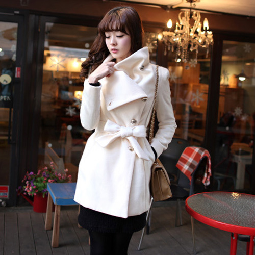 Autumn and winter black beige woolen outerwear female medium-long overcoat trench