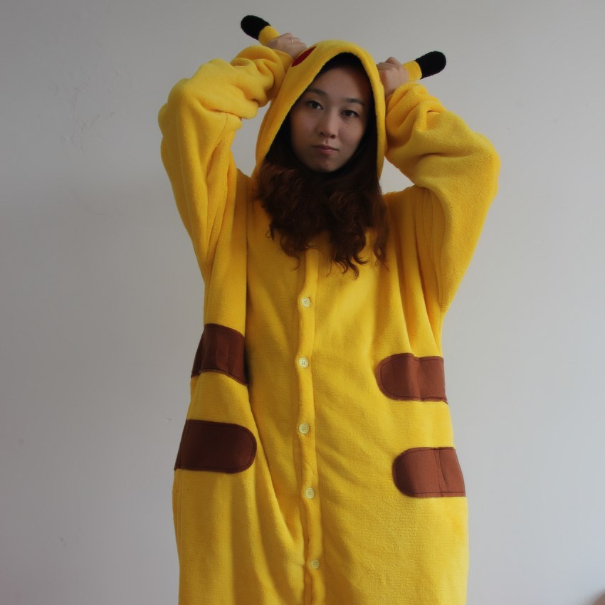 Autumn and winter cartoon animal one piece sleepwear coral fleece thatmany derlook costume totoro bear