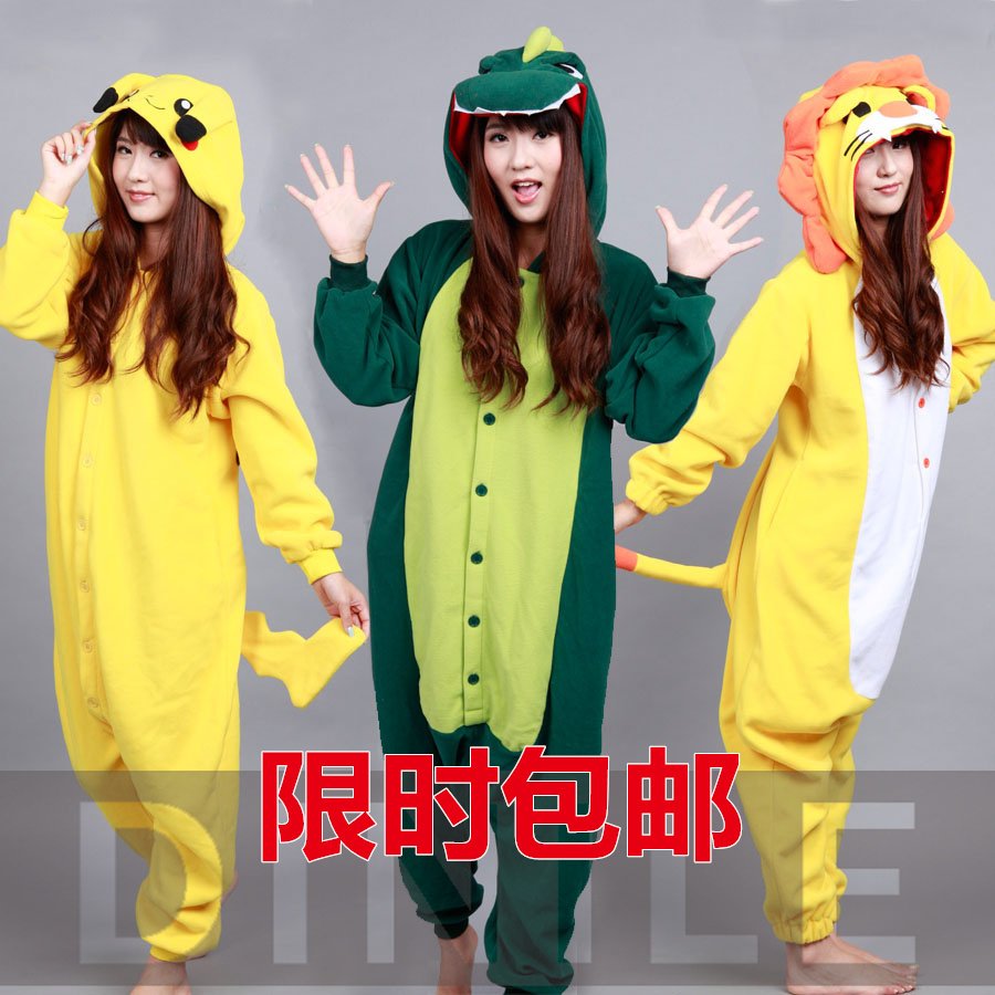 Autumn and winter cartoon animal sleepwear coral fleece one piece lovers lounge