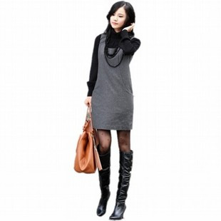 Autumn and winter casual fashion royal woolen vest one-piece dress vest skirt