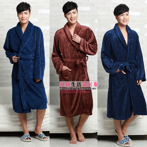 Autumn and winter coral fleece bathrobe robe male lengthen thickening coral fleece sleepwear ultra soft lounge