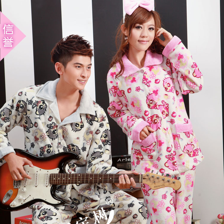 Autumn and winter coral fleece long-sleeve lovers sleep set cartoon you laugh monkey lounge 9916