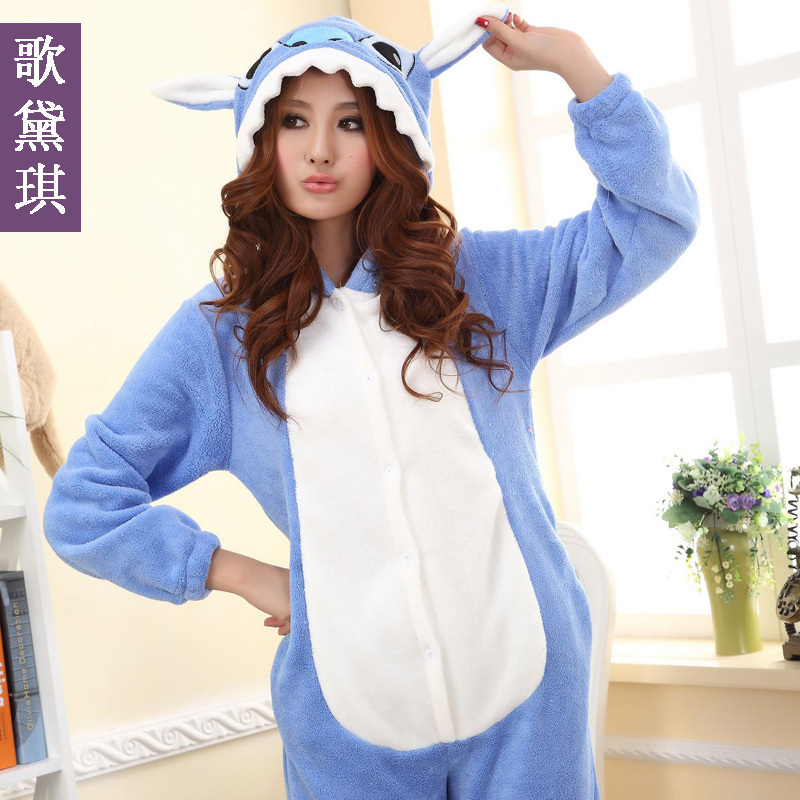 Autumn and winter coral fleece long-sleeve one piece sleepwear cartoon lounge set