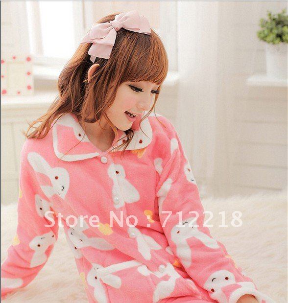 Autumn and winter coral fleece sleepwear thickening lounge set lovers male Women