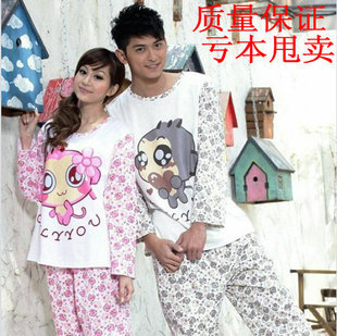 Autumn and winter cotton long-sleeve 100% you laugh monkey cartoon DORAEMON 100% cotton lovers sleepwear set lounge