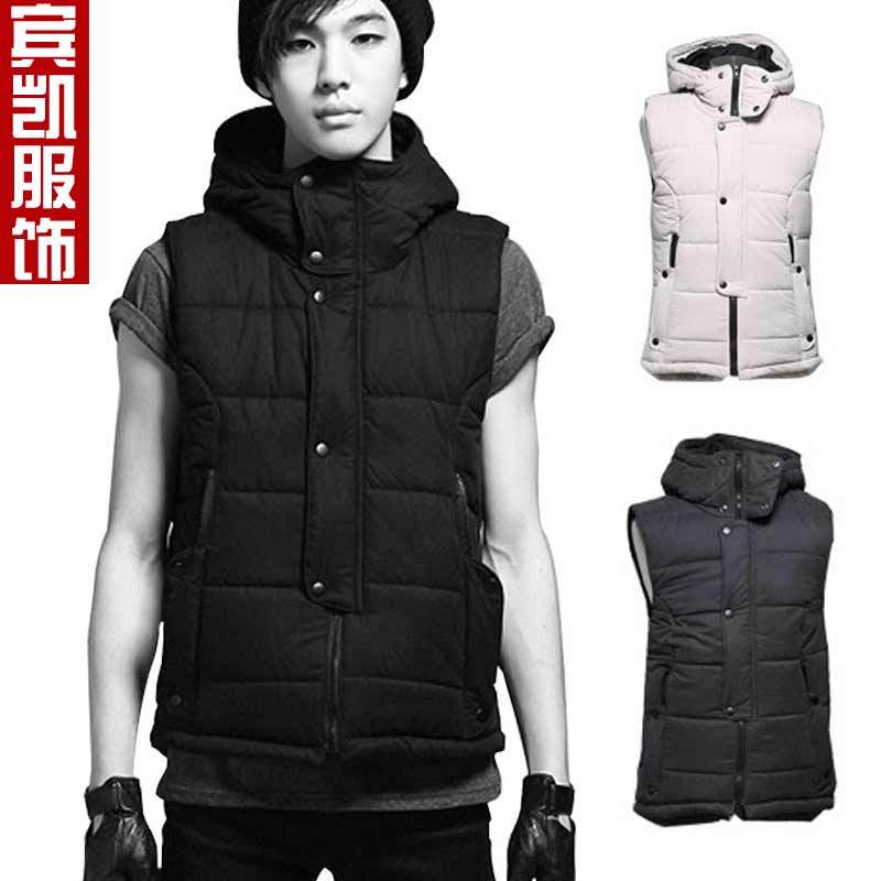 Autumn and winter cotton vest male thermal with a hood all-match lovers vest men and women vest