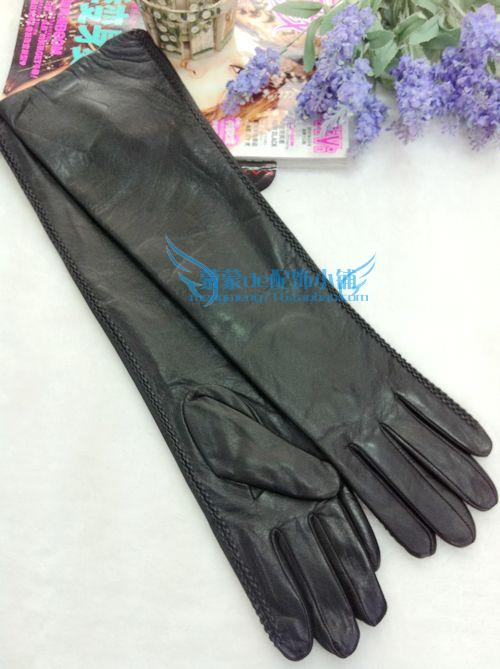 Autumn and winter fashion all-match women's long design 's top sheepskin gloves genuine leather gloves cloak perfect match