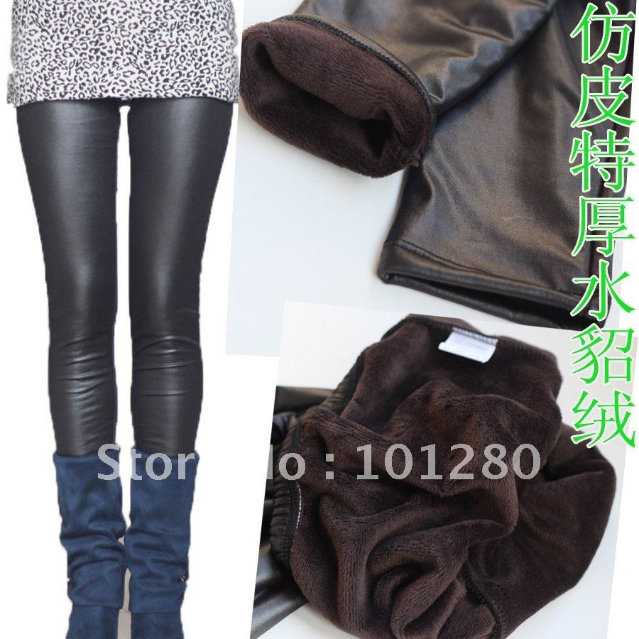 Autumn and winter fashion lengthen plus size matte faux leather legging female thickening plus velvet legging ankle length