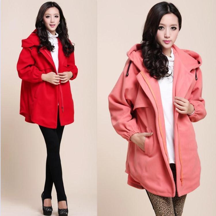 Autumn and winter fashion maternity clothing outerwear with a hood maternity cardigan woolen overcoat trench