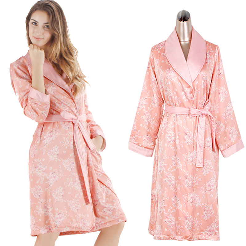 Autumn and winter female 100% cotton robe plus velvet long-sleeve sleepwear sexy coral fleece lounge thermal