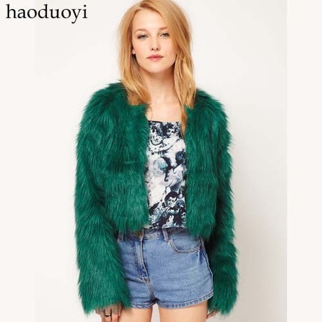 Autumn and winter fox fur blue green fur coat long-sleeve fur coat Size : XS~XXL