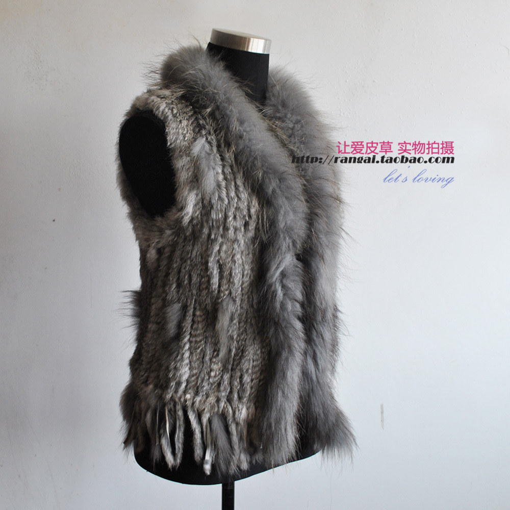 Autumn and winter fur vest 2012 rabbit fur outerwear short design female raccoon fur collar