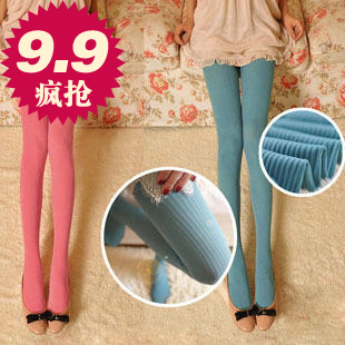 Autumn and winter gentlewomen vertical stripe candy color pantyhose legging pants stockings