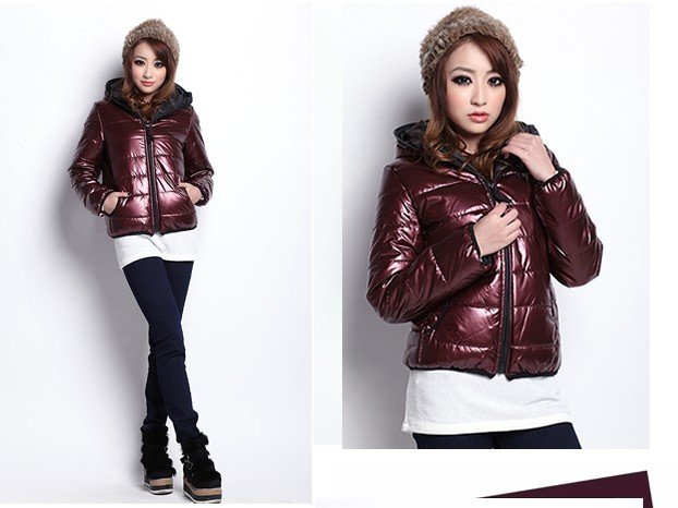 autumn and winter hooded cotton-padded classic short design down jacket women 3colors Free shipping