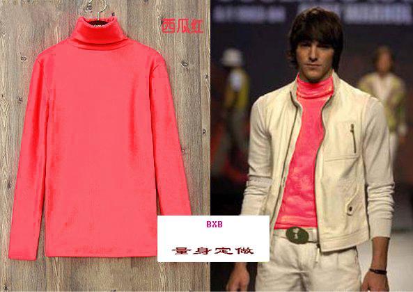 Autumn and winter hot-selling male t-shirt thermal long-sleeve watermelon red tight polo-necked collar fashion all-match basic