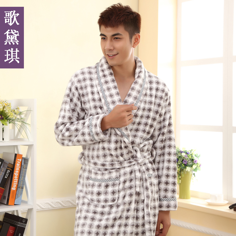 Autumn and winter long-sleeve thickening coral fleece robe male sleepwear casual lounge robe p003