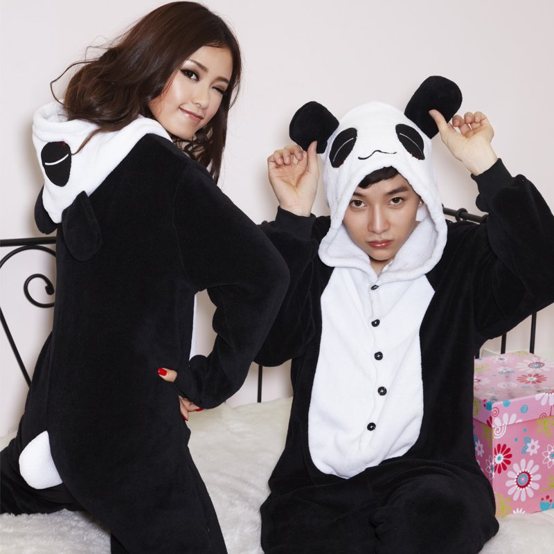 Autumn and winter lovers one piece sleepwear one piece cartoon coral fleece lovers lounge