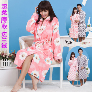 Autumn and winter lovers plaid male Women flannel sleepwear jubilance long-sleeve robe bathrobes home