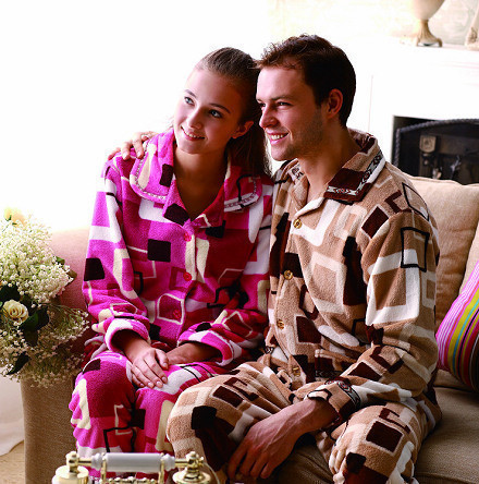 Autumn and winter lovers sleepwear male women's coral fleece sleepwear long-sleeve set lovers lounge